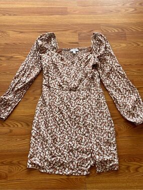 a new day Brown Floral Long-Sleeve Mini Dress